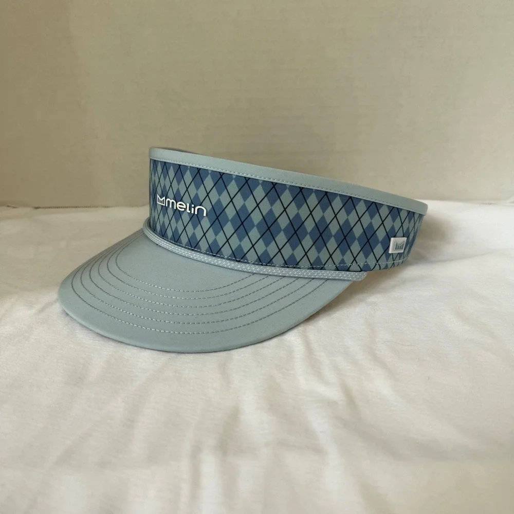 Melin Hydro Coast Links Visor Mens OSFM Blue Argyle Water Resistant Golf Hat